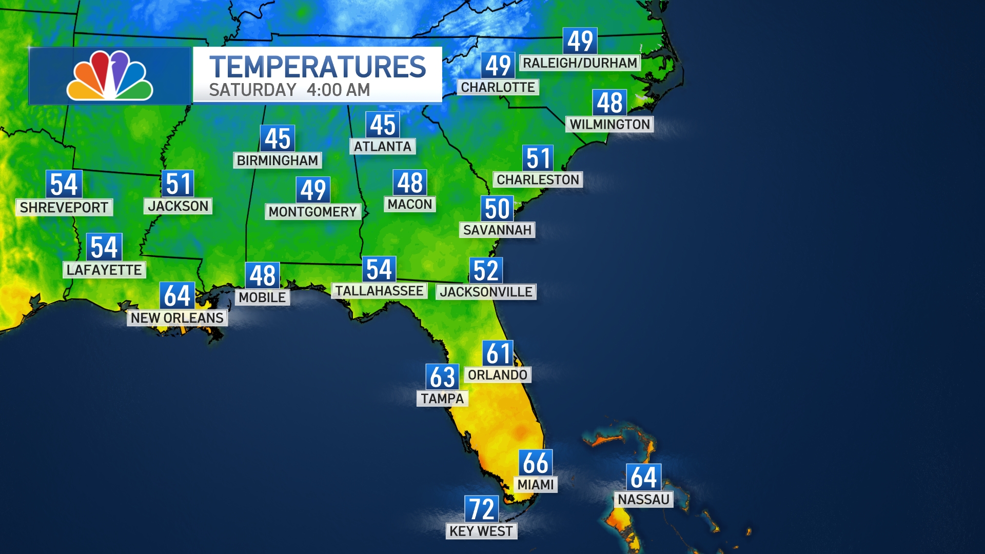 SOUTHEAST TEMPERATURES